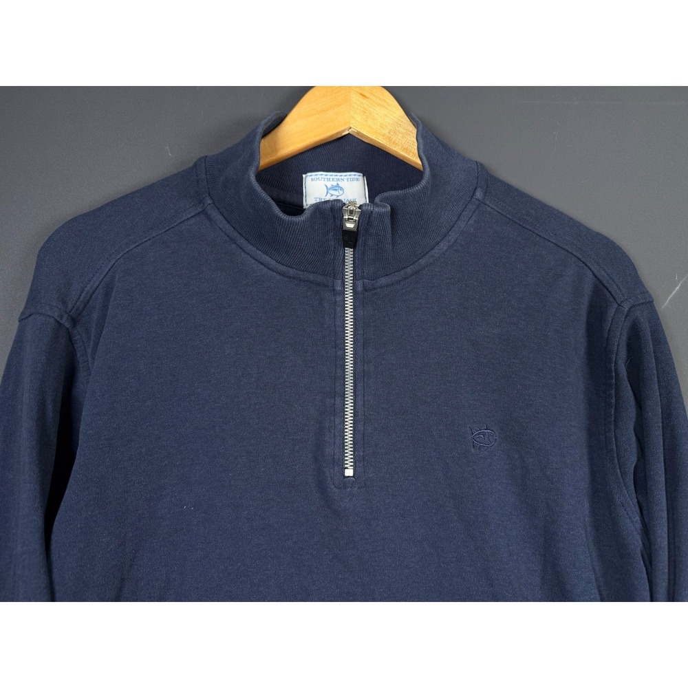 Southern Tide Skipjack Mens Medium Navy Blue Quarter Zip Pullover Sweater